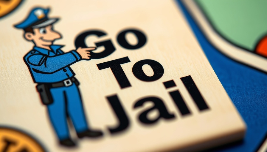 Close-up of Go To Jail board game tile with cartoon officer.