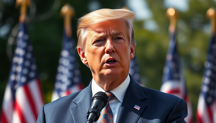 Figure addressing audience, blurred flag backdrop, Trump's anti-union order