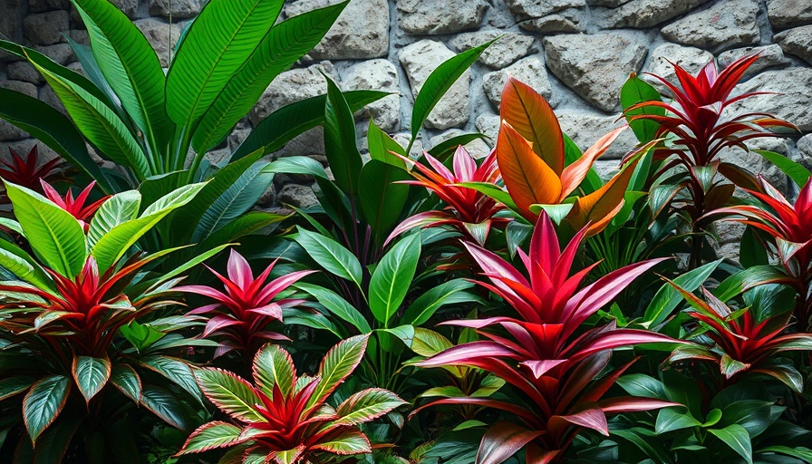 Indoor tropical plants under light, cool climate setup