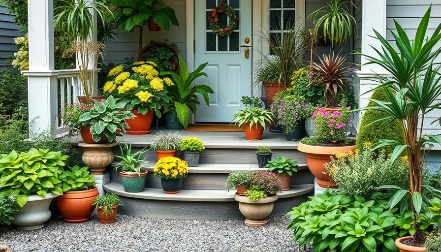 Container gardening for small spaces with diverse plants and greenery.