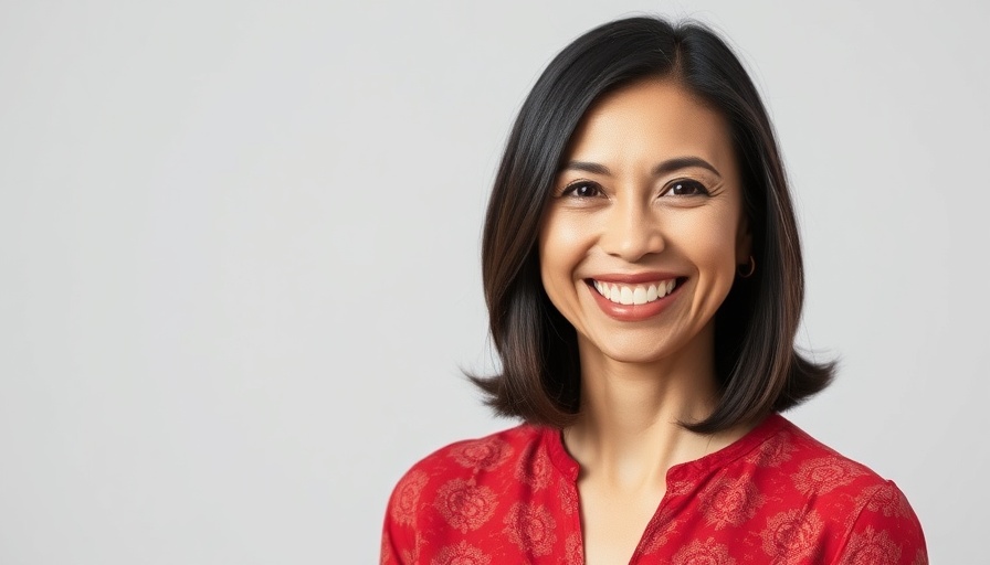 Smiling woman in patterned blouse portrait