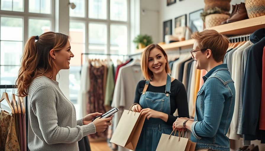 Friendly shopper and assistant in clothing boutique, cut spending support.