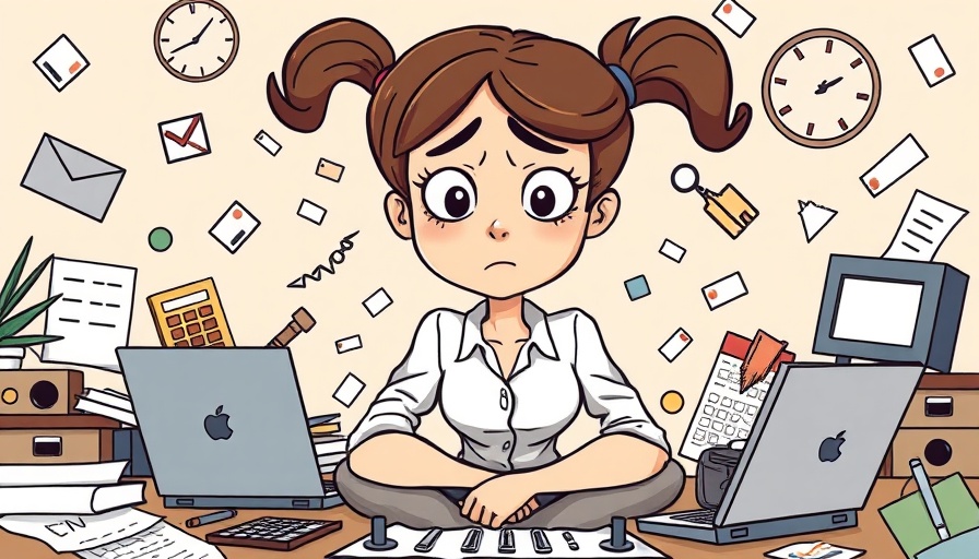 Cartoon founder overwhelmed by business chaos and decisions.