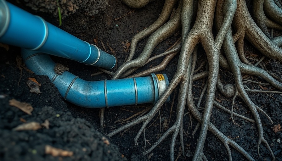 Trenchless drain repair process with roots and pipes underground