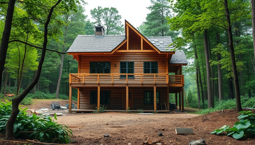 House under construction in a forest, guide to purchasing land.