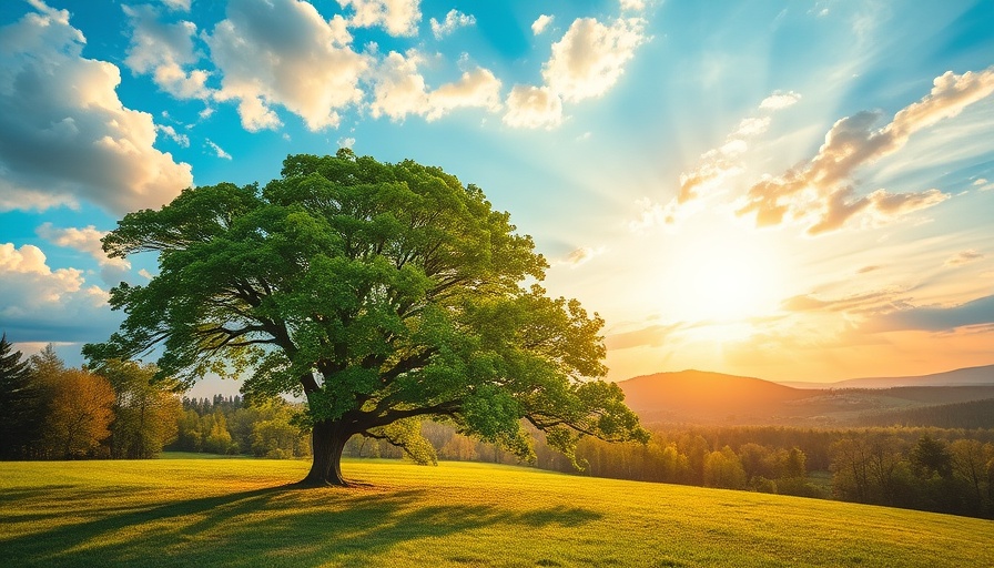Inspiring image of a lush tree for sustainable living tips.