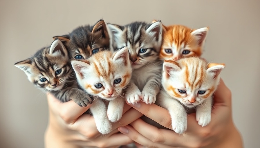 Adorable kittens being gently held, illustrating pet overpopulation.