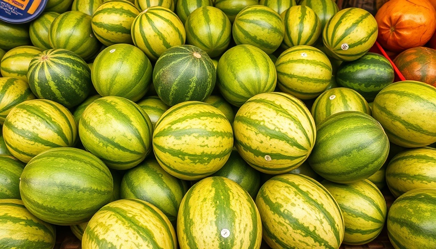 Fresh watermelons in a market display - how to tell if a watermelon is sweet.