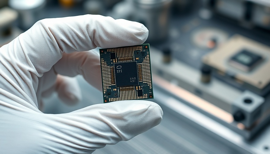 Gloved hand holding semiconductor chip, showcasing Intel chip dominance comeback.