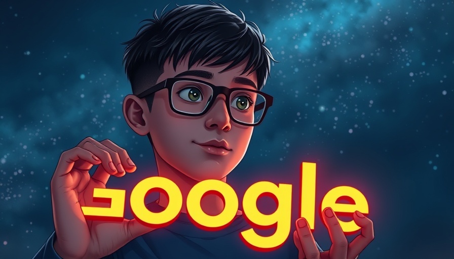 Artistic image of Google logo glowing in starry field.