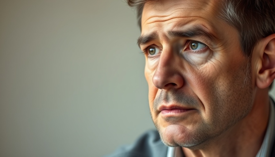 Serious middle-aged man in a contemplative pose related to AI chatbot regulation.