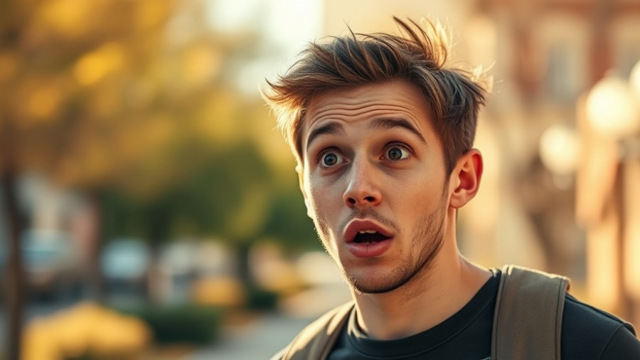 Surprised young man outdoors, related to ChatGPT Monetization Trends.