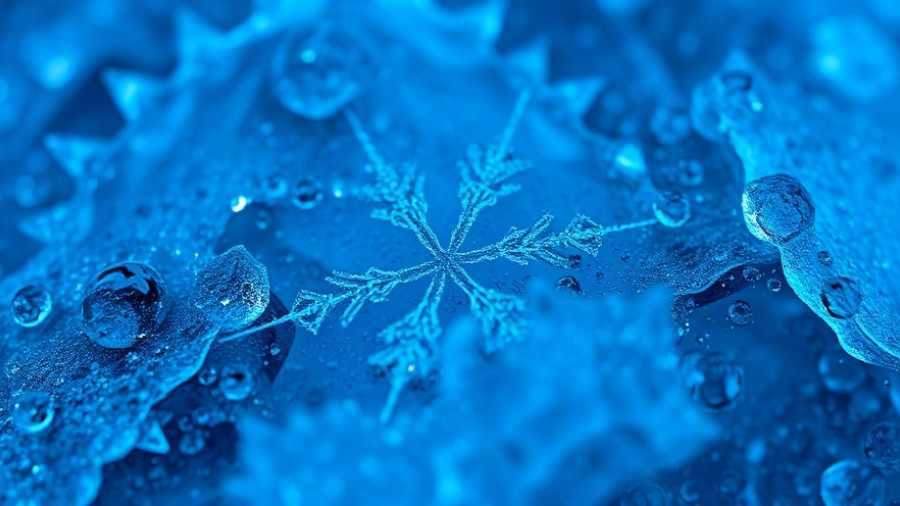 Intricate blue ice crystal pattern, room temperature ice discovery theme.