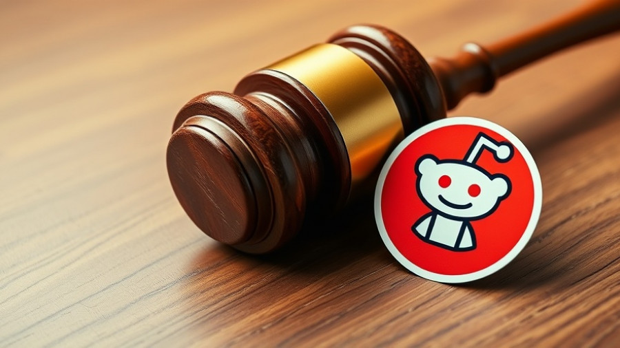 Reddit logo and gavel symbolizing lawsuit with Perplexity AI