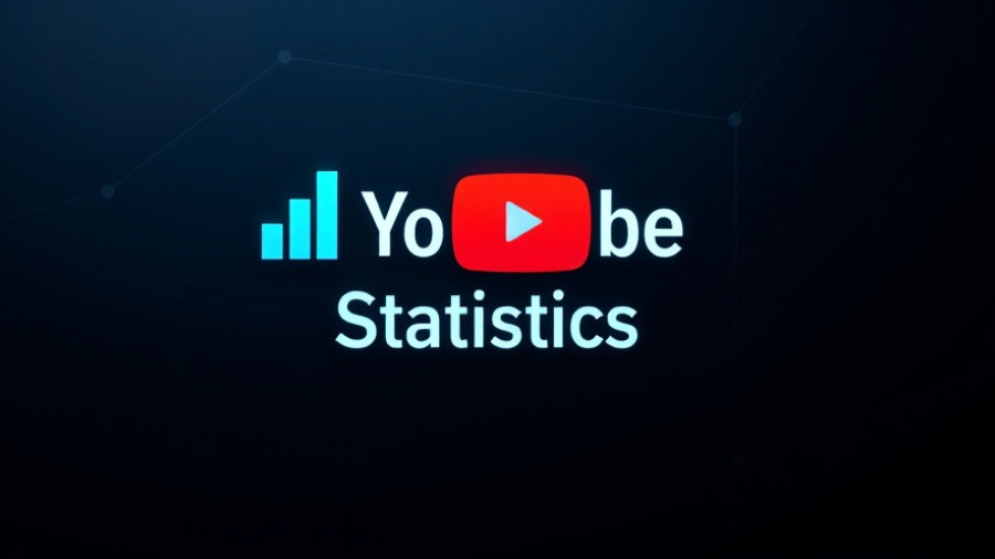 YouTube Statistics digital design with analytics icons on dark background