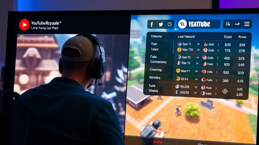 YouTube live stream with gaming and leaderboards interface.