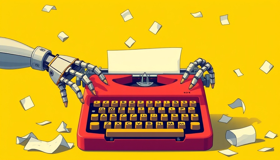 Robotic hands typing on a typewriter, symbolizing AI memorizing content.
