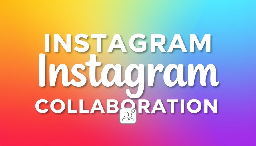 Instagram collaboration banner with vibrant gradient and bold text.
