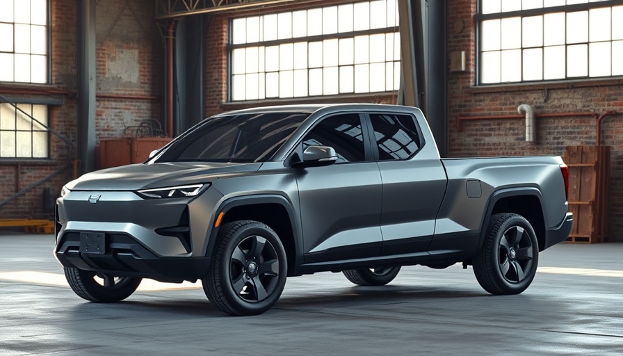 Modern electric pickup truck in industrial warehouse