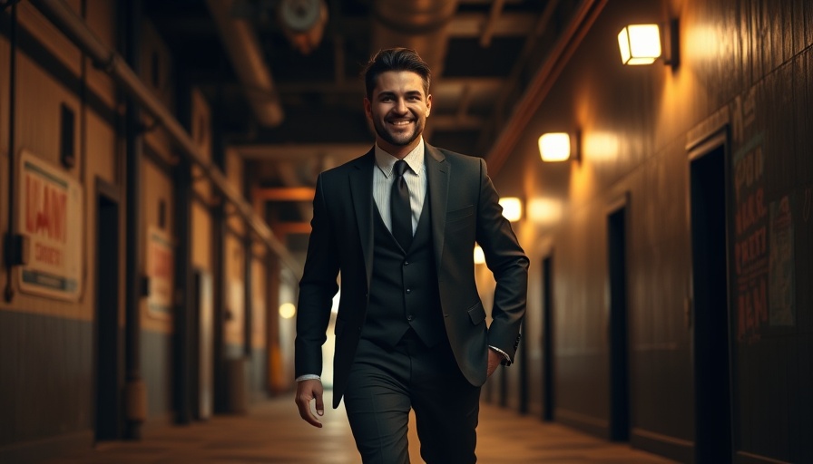 Confident man exiting a dimly lit room related to security breaches.