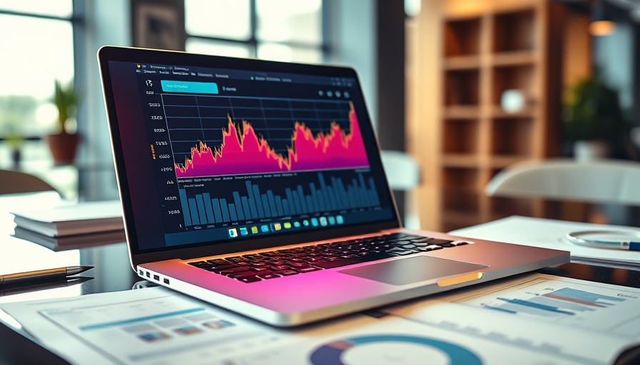 Sleek laptop showing digital graph with analytics on desk for Provider Search API.