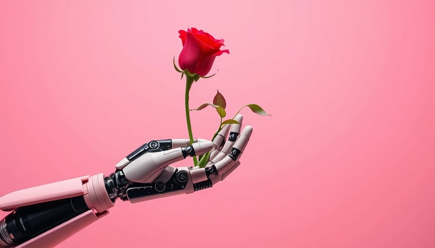 Robotic hand offers red rose to rejecting human hand, ChatGPT update sycophancy concept.