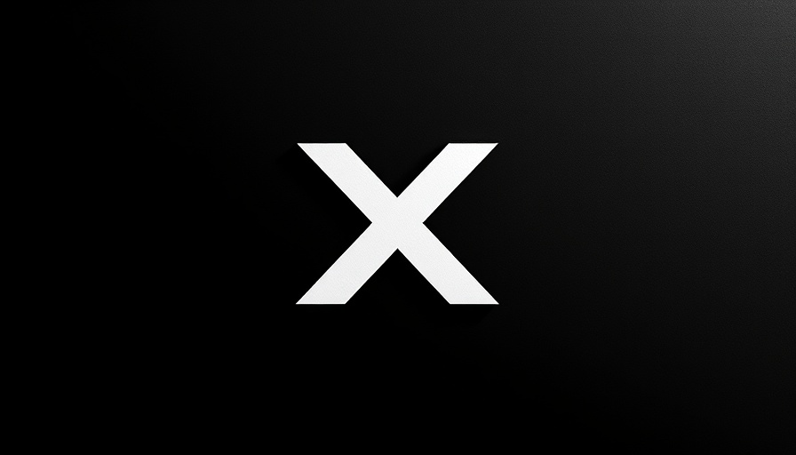 Minimalistic white X logo against black textured background.