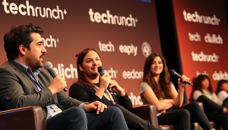 TechCrunch Disrupt 2025 panel discussion with speakers on stage.