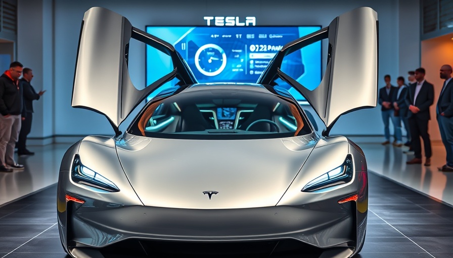 Tesla concept car in showroom amid robotaxi launch delay issues.