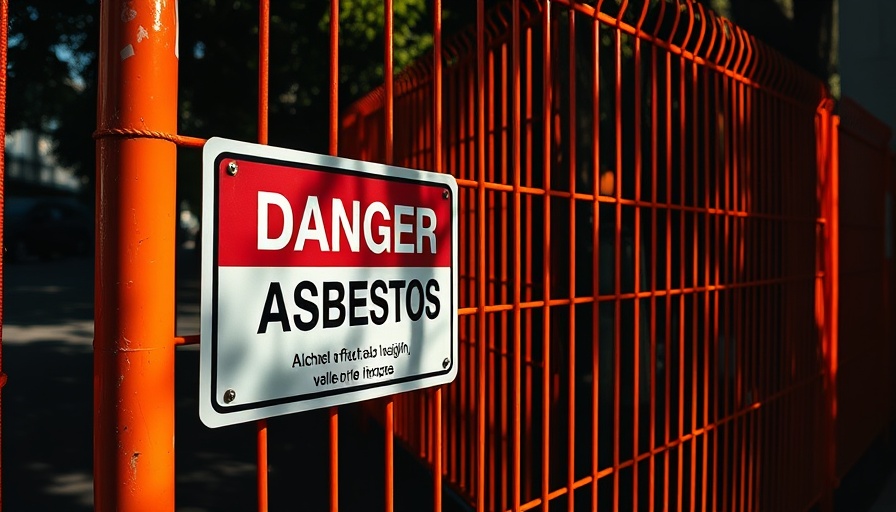 EPA plans to reconsider ban on asbestos sign close-up, vivid contrast.