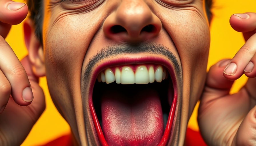 Colorful pop art face with exaggerated expression on yellow.