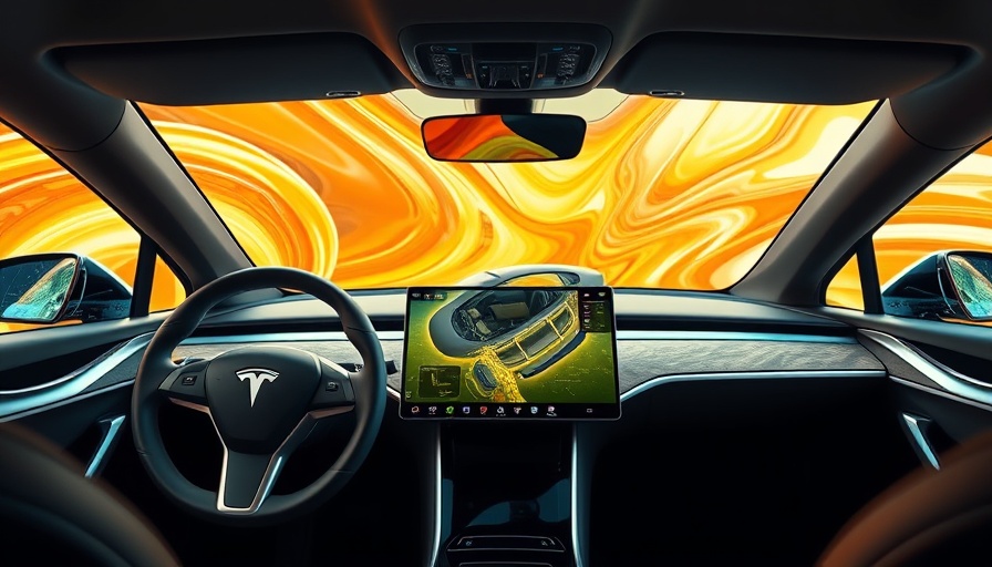 Futuristic Tesla robotaxi interior with bright abstract background.