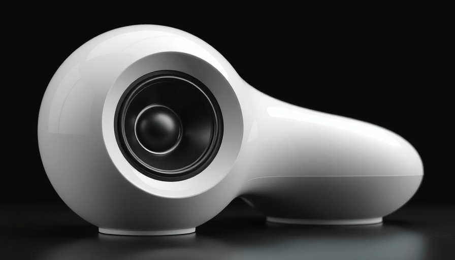 Futuristic white spherical speaker with minimalist design.