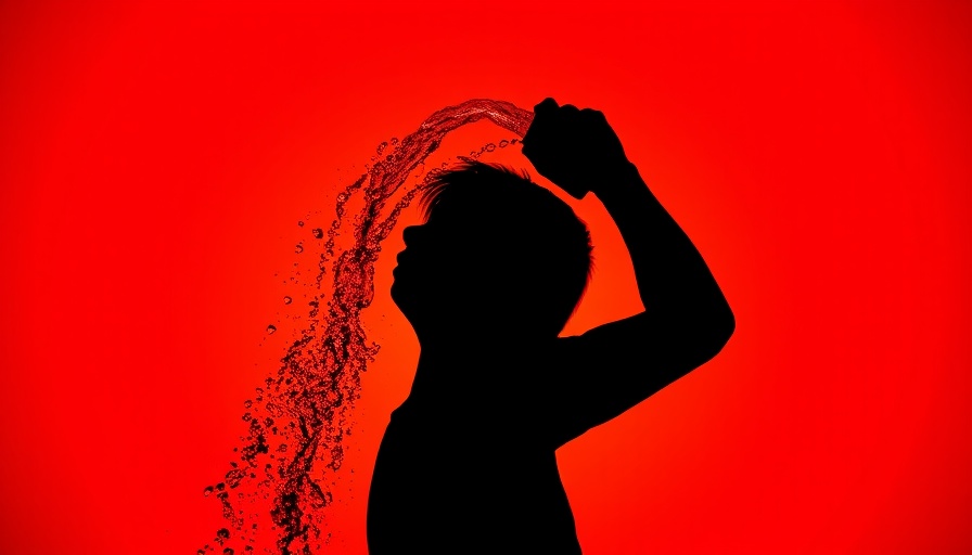 Silhouette of person cooling off with water in extreme heat