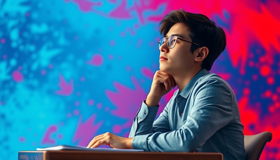 College student's abstract pose symbolizing AI reliance in education