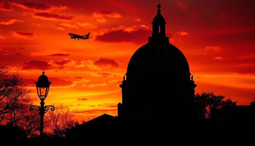 Sunset behind historic building dome, Edward Coristine resignation.
