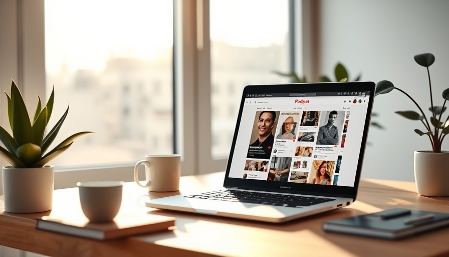 Pinterest SEO displayed on laptop in modern workspace.