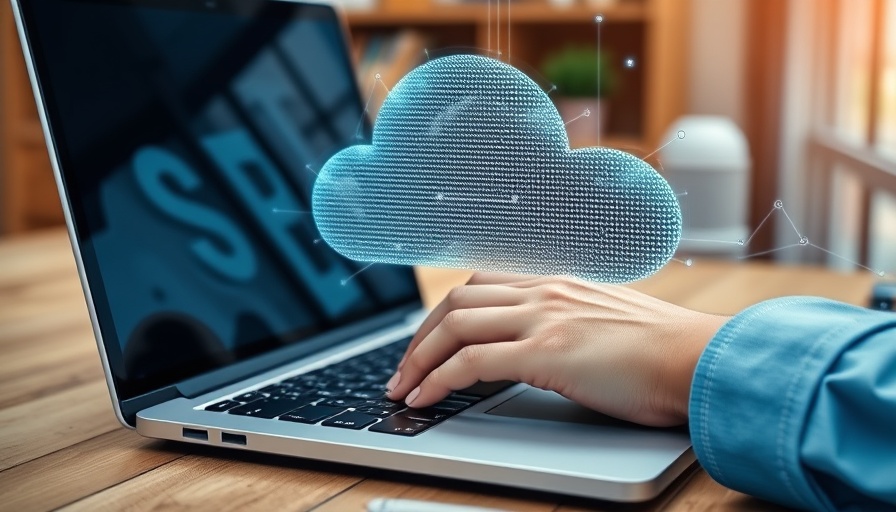 AI and Cloud Solutions Partnership: Hand typing with cloud graphics overlay.