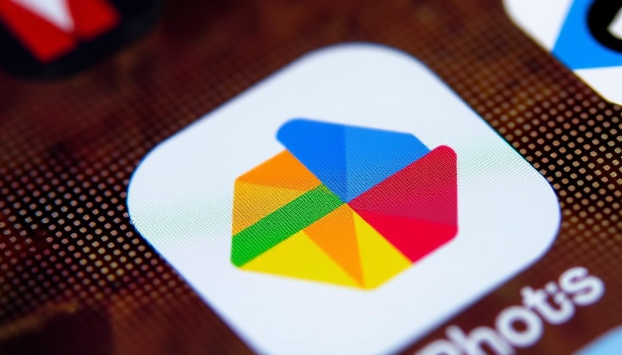 Macro shot of Google Photos app icon showcasing AI-powered search interface.