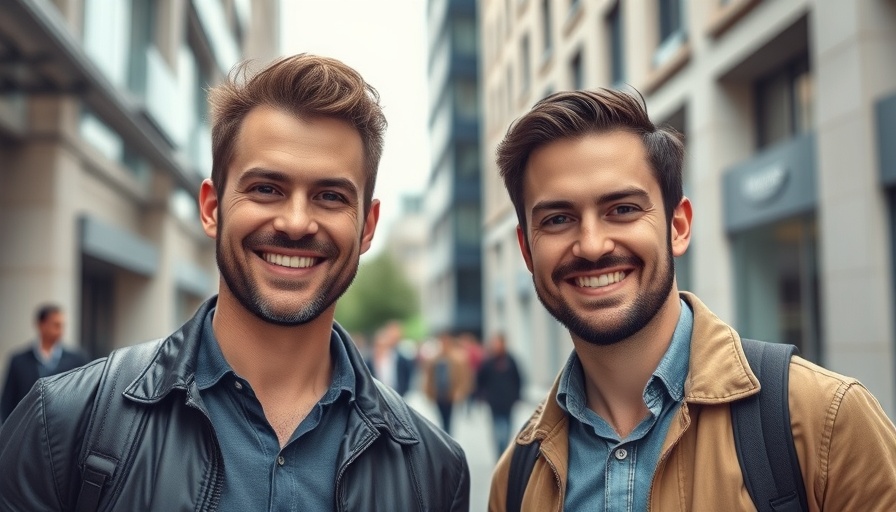 Confident men in urban setting, AI-powered startup studio context.