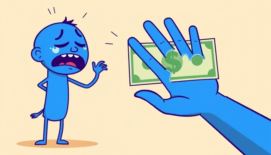 Cartoon character reaching for dollar bill in business context