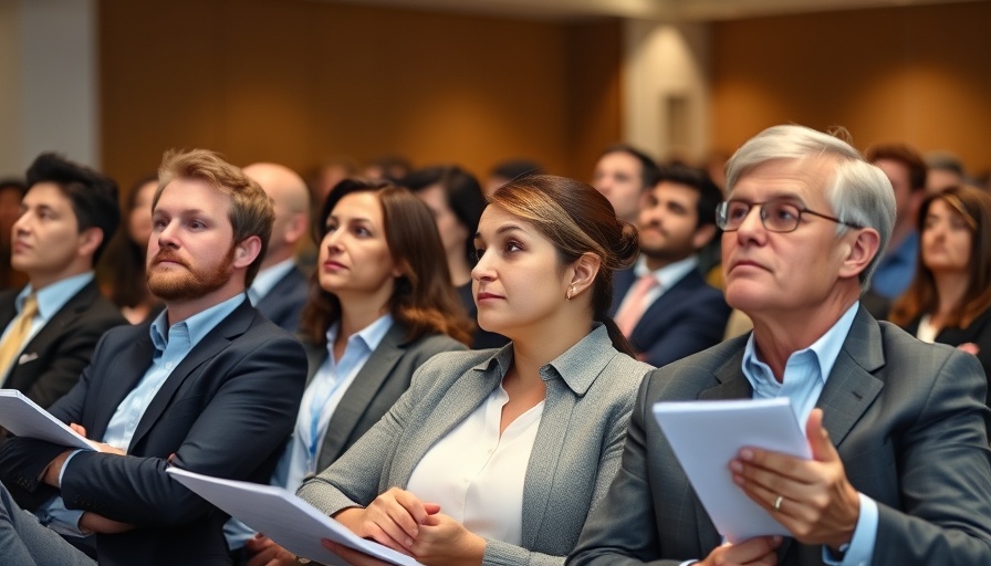 Diverse business audience attentively listening at a seminar.