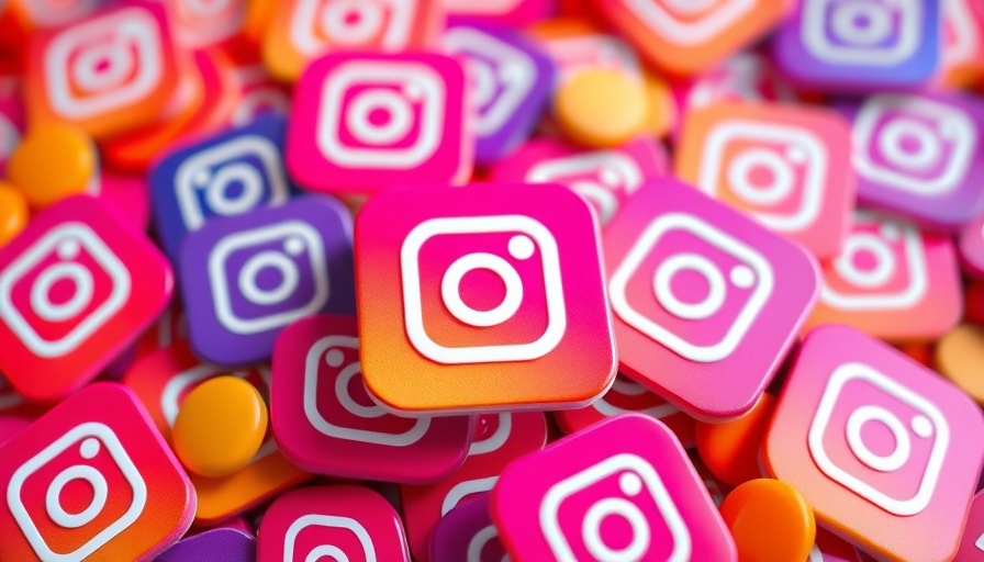 Colorful Instagram icons scattered, vibrant and playful.
