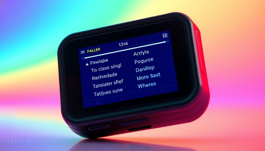 Timekettle T1 handheld translator with colorful background display.