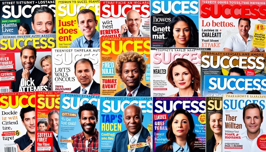 SUCCESS magazine covers collage, diverse personalities displayed.