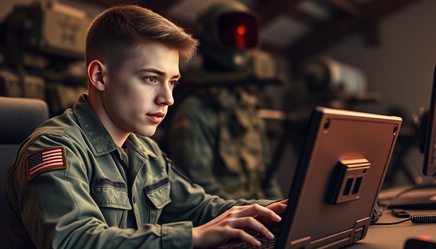 AI military logistics software used by military personnel on a laptop.
