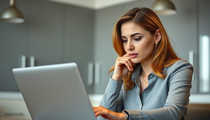 B2B marketing trust building with a professional woman on a laptop.