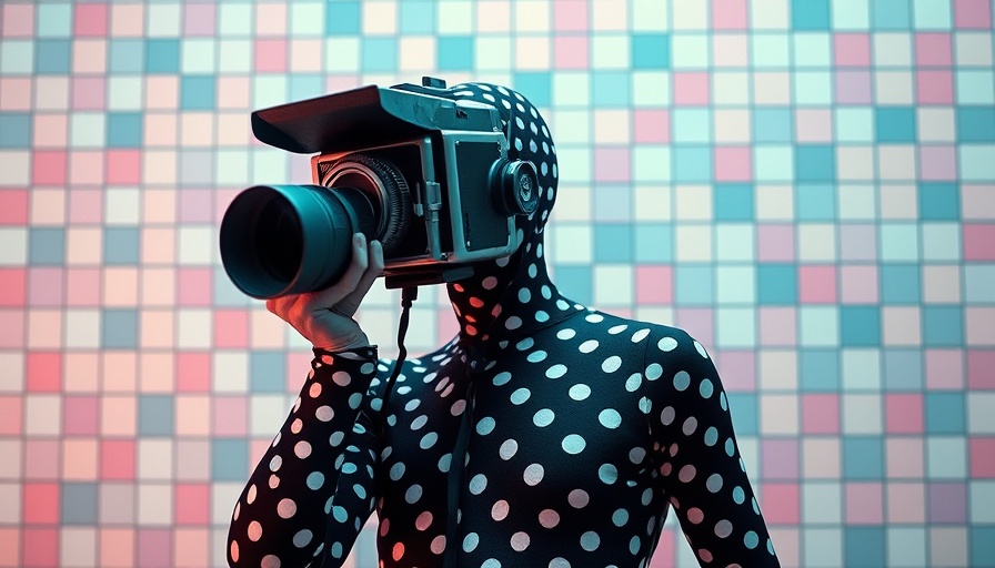 Surreal collage art of camera head, Google CSS background images.