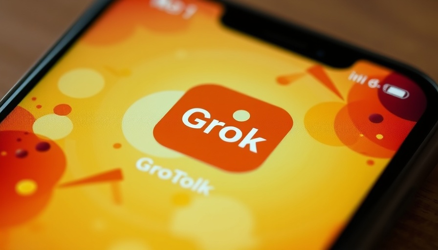 Grok app icon close-up on screen, ads in Grok's responses theme.