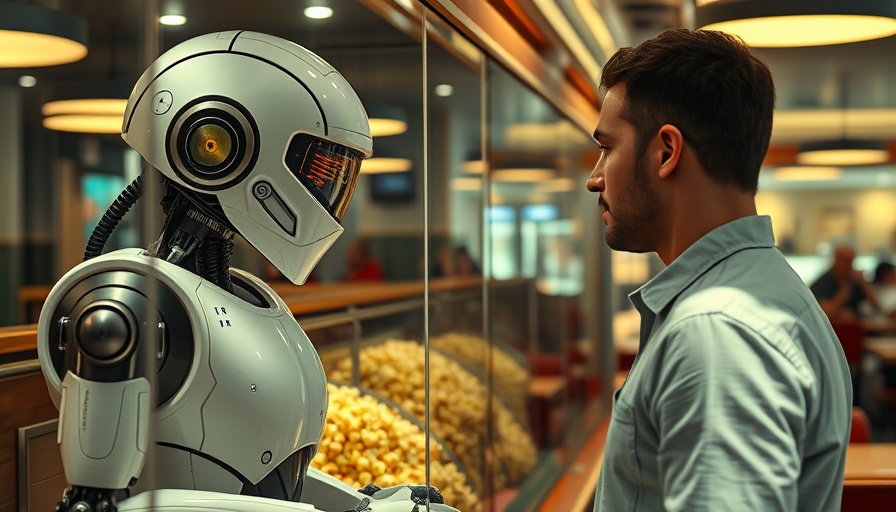 Tesla Diner robot serving popcorn, futuristic challenge.